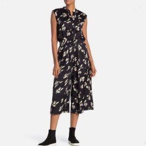 Vince | Petals Waterfall Floral Wide Leg Cropped Drop Waist Jumpsuit Size XL